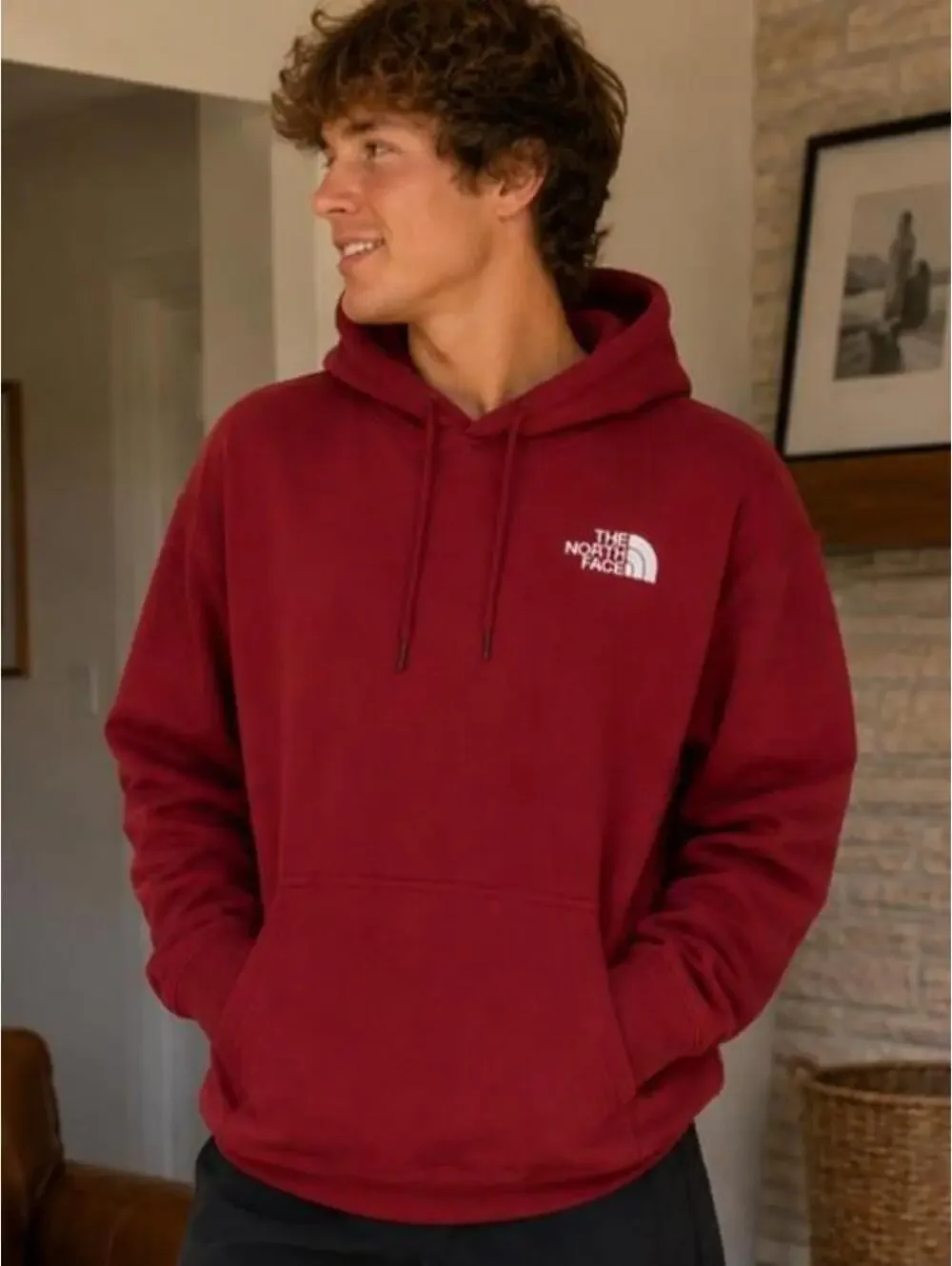 The North Face Men's Burgundy and Red Hoody